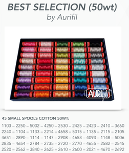 Aurifil Best Selection Box - 45 Small Spools 50wt. Product thumbnail image