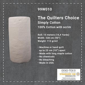 Simply Cotton BOLT of 90" 100% Cotton Wadding (15m). Product thumbnail image