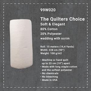 Simply Cotton BOLT of 90" 80% Cotton / 20% Polyester Wadding (15m). Product thumbnail image