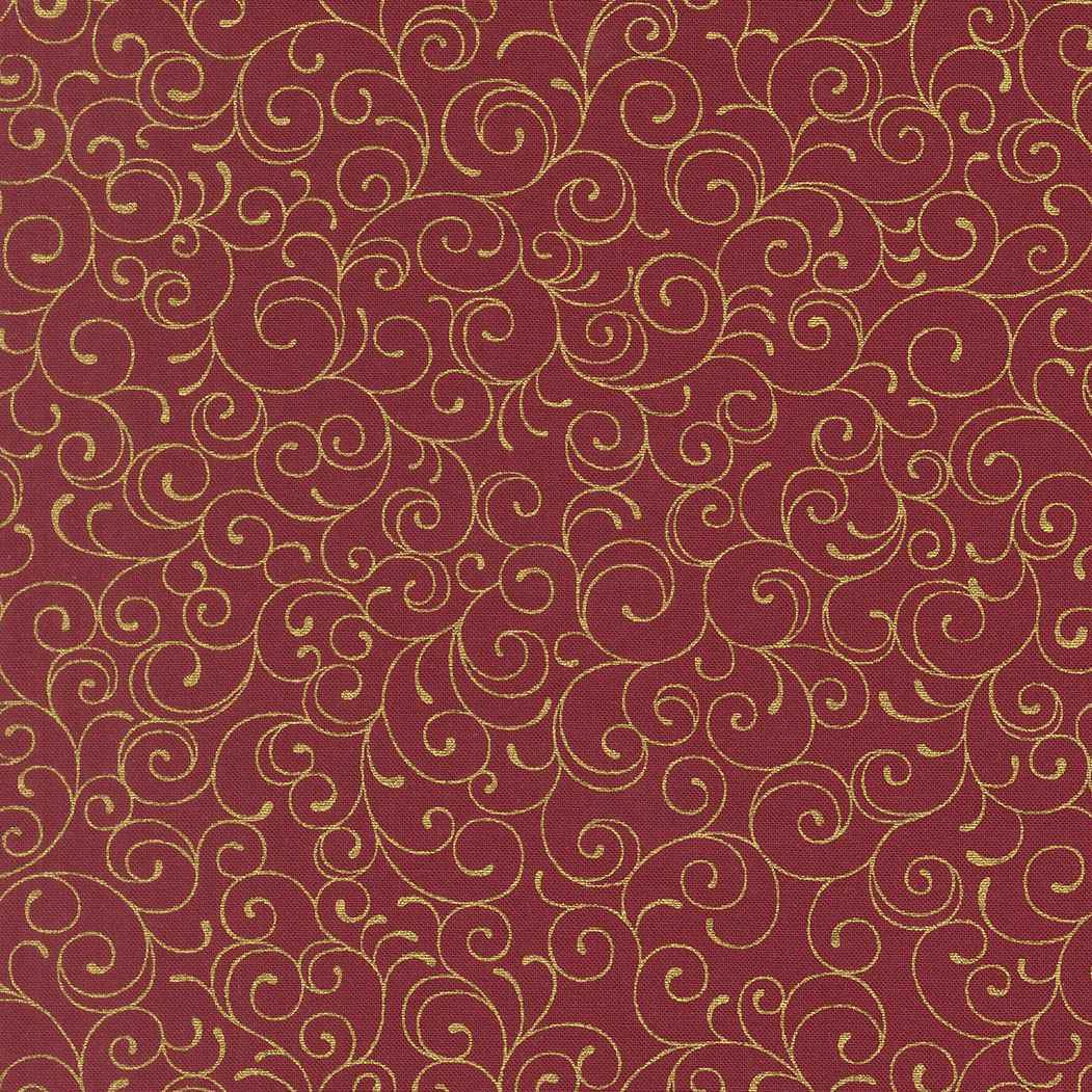 Merry Manor Metallic Crimson Twirls